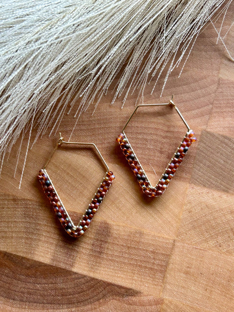 Toasted Beaded Diamond Hoops