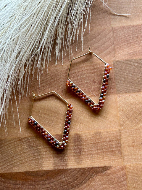 Toasted Beaded Diamond Hoops