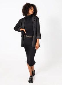 Fleece Turtleneck Dress | Black
