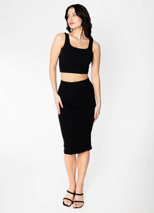 Ribbed Midi Skirt | Black
