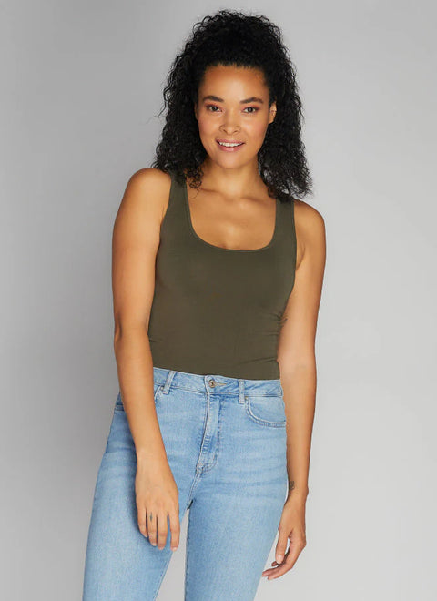 Bamboo Short Double Scoop Neck Tank