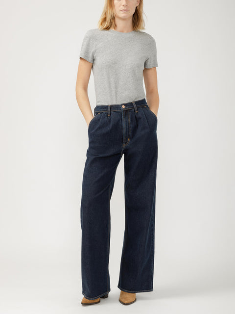 Pleated Denim Trouser