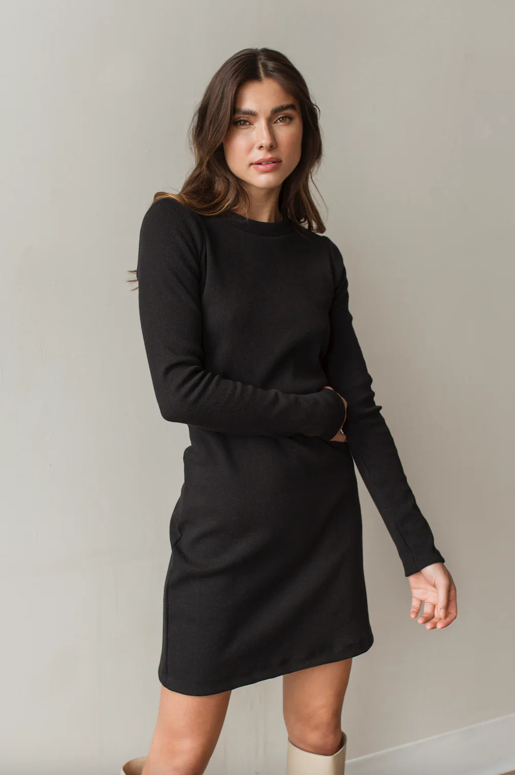 Zoe Ribbed Dress | Black