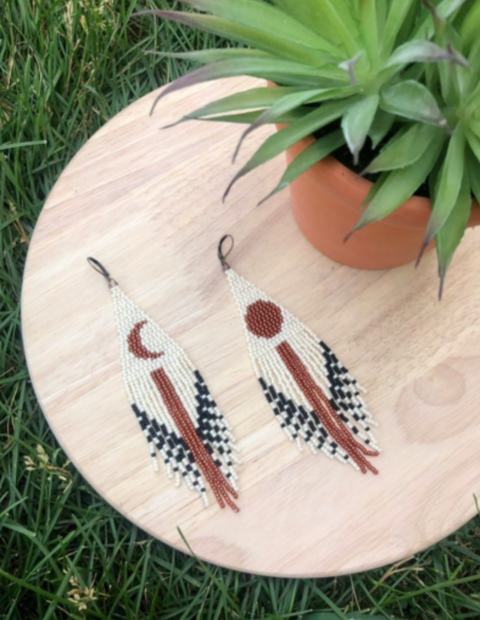 Moon Phase Beaded Earrings