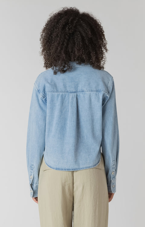 Helena Cropped Denim Button Up