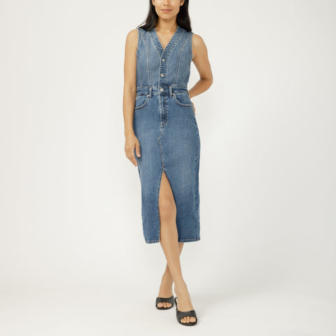 Denim Vest Midi Dress