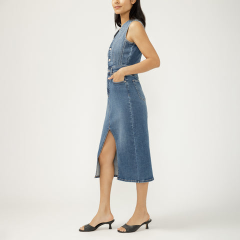 Denim Vest Midi Dress