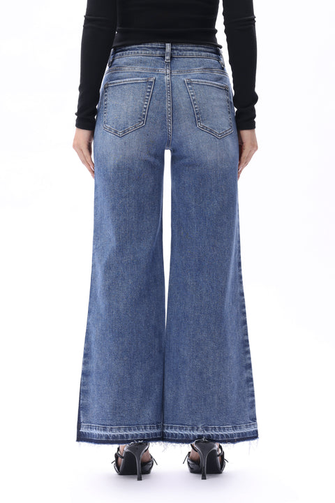 High Rise Patchwork Wide Leg