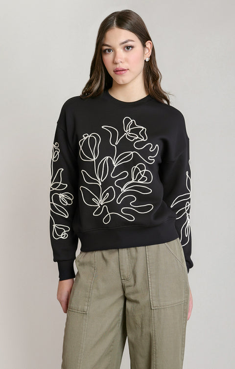 Fern Embroidered Sweater
