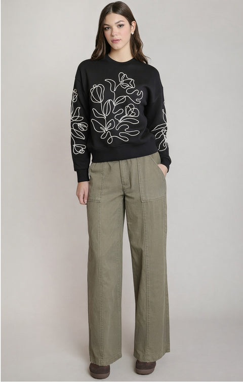 Fern Embroidered Sweater