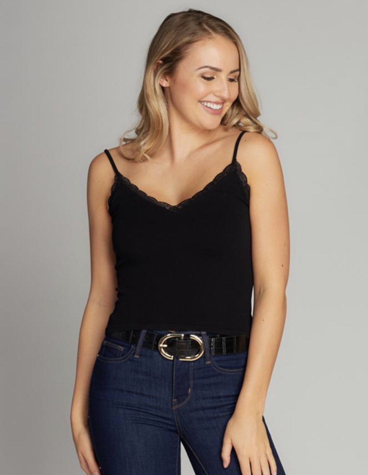 Lace Trim Cami | Black